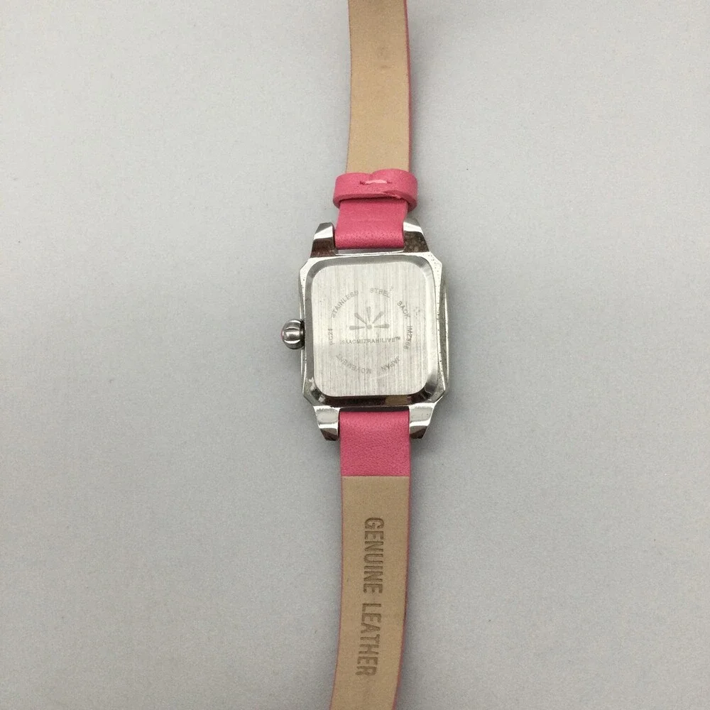 Isaac Mizrahi Live Womens Watch 21mm Silver Tone Pink Leather New Battery
